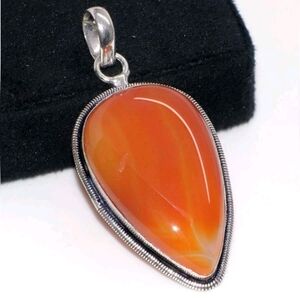 Carnelian Gemstone 925 Sterling Silver Handmade Pendant Necklace